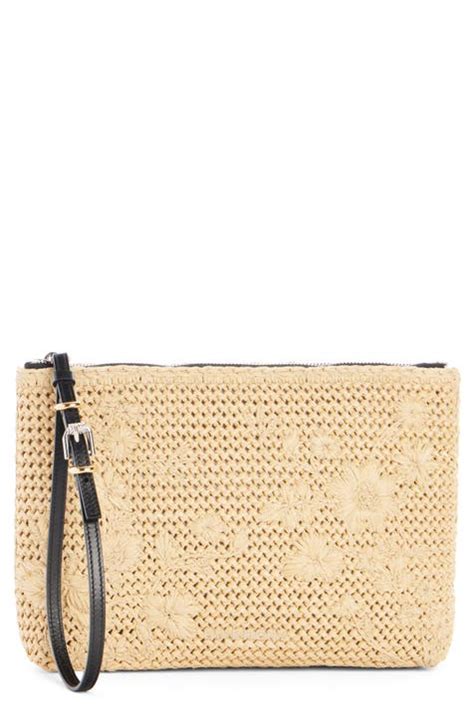 Givenchy Voyou Floral Embroidered Raffia Zip Pouch 